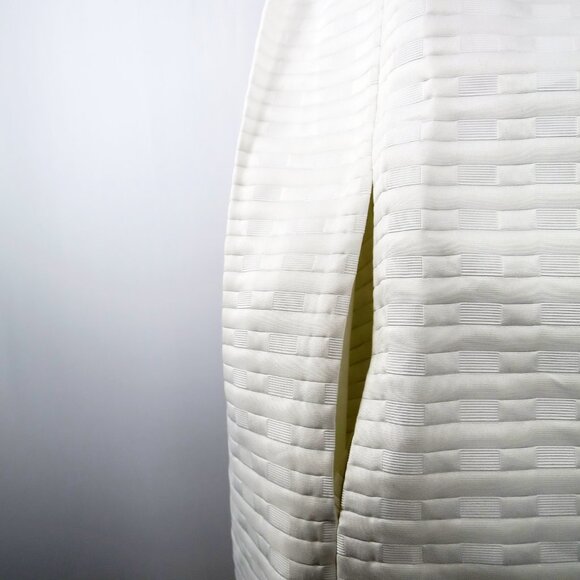 NWT Max and Cleo White Sleeveless Geometric Jacquard Satin A-Line Dress 6 - Picture 7 of 16